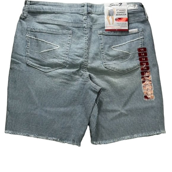 Seven 7 Denim Shorts Sunset Bermuda Soft Stripped 9" Inseam Premium Brand Qualit - Picture 8 of 8